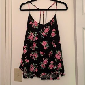 Black and pink floral top